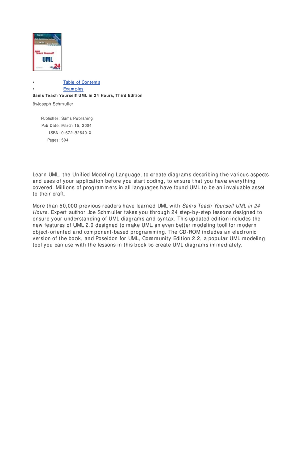 Sams Teach Yourself UML in 24 Hours, Third Edition